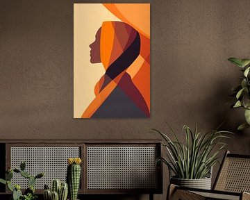 Kleurrijk profiel van een vrouw van Poster Art Shop