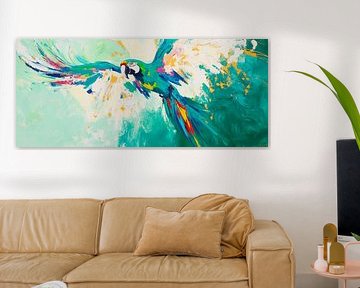 Colourful parrot in flight - Dynamic by Poster Art Shop