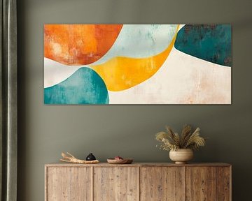 Colourful organic shapes on cream by Poster Art Shop