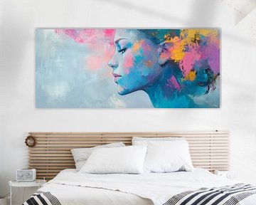 Portrait coloré d'une femme de profil sur Poster Art Shop