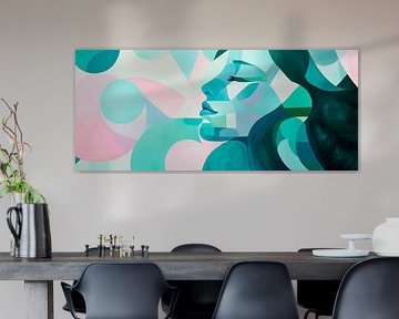 Colourful portrait of a woman - Abstract by Poster Art Shop