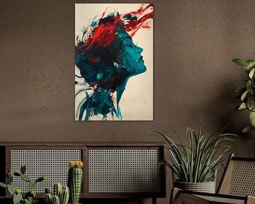 Colourful profile portrait of a woman by Poster Art Shop