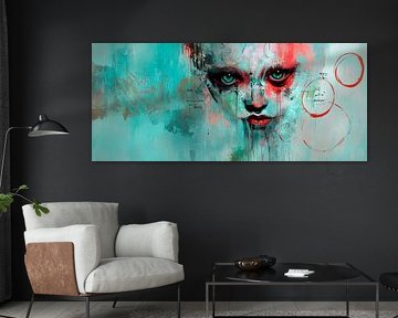Play of colours with a sad face - Abstract by Poster Art Shop