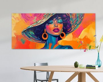 Colour explosion: Portrait of a woman with a hat by Poster Art Shop