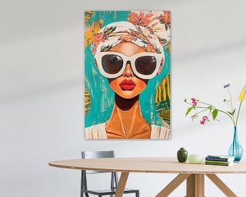 Colourful elegance with sunglasses and scarf by Poster Art Shop