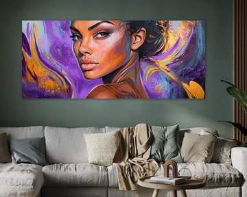 Ingekleurde portretstudie van een vrouw van Poster Art Shop