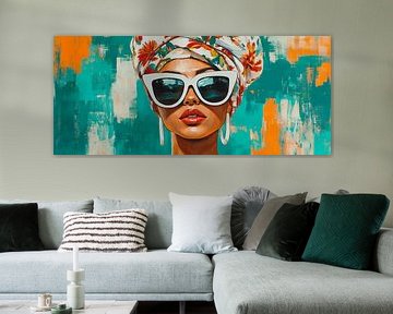 Colourful beauty with sunglasses and turban by Poster Art Shop