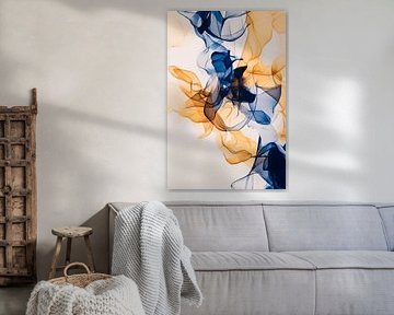 Colourful clouds of smoke in blue and gold by Poster Art Shop