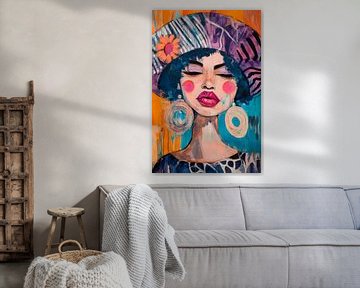 Coloured portrait study with hat and flower by Poster Art Shop