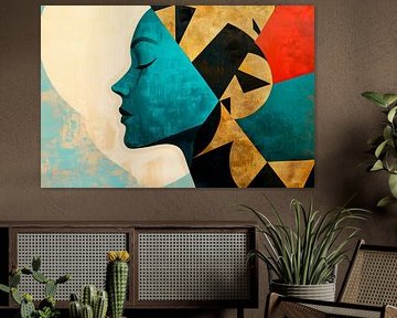 Coloured silhouette of a woman - Minimalist by Poster Art Shop