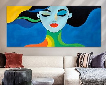 Kleurenspel van rust - Portret van een vrouw van Poster Art Shop