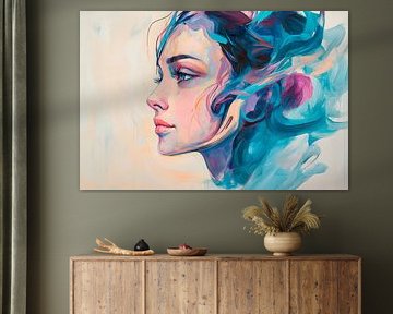 Feminine portrait with vibrant colours by Poster Art Shop
