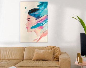 Femme avec des couleurs fluides - Modern Art by Poster Art Shop