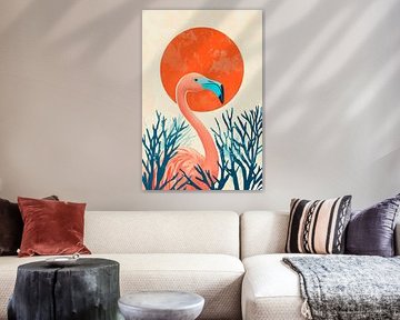 Flamingo in the sunset - play of colours by Poster Art Shop