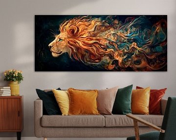 Floyd lion's head in a blaze of colour by Poster Art Shop