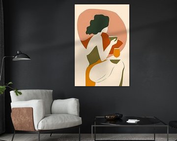 Woman with drink in abstract colours by Poster Art Shop