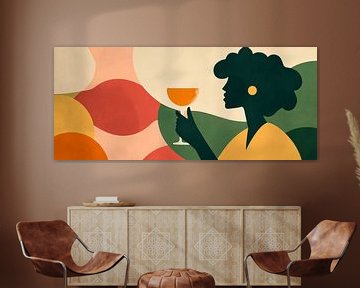 Vrouw met cocktail in modern ontwerp van Poster Art Shop