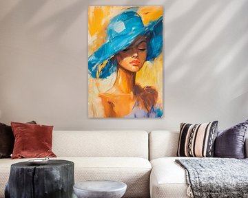 Frau mit blauer Hut – Farbige Impression von Poster Art Shop