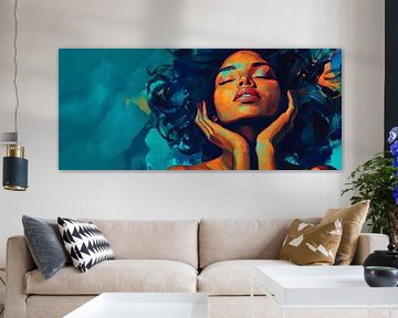 Woman with closed eyes - play of colours by Poster Art Shop