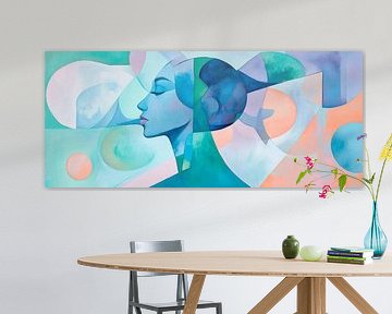 Female face in soft colours - Abstract by Poster Art Shop