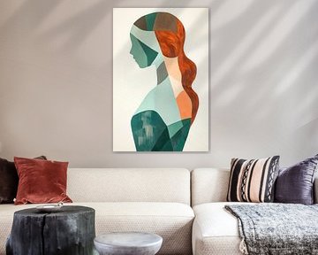 Women's profile in geometric colours by Poster Art Shop