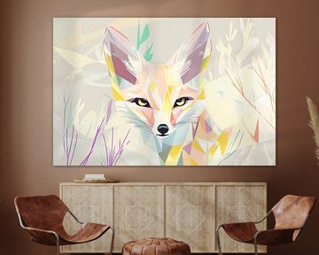 Fox in soft colours - Geometric abstract by Poster Art Shop