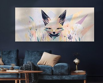 Fox in a flowering field - Pastel art by Poster Art Shop