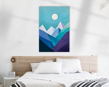 Geometric mountain landscape in the moonlight by Poster Art Shop
