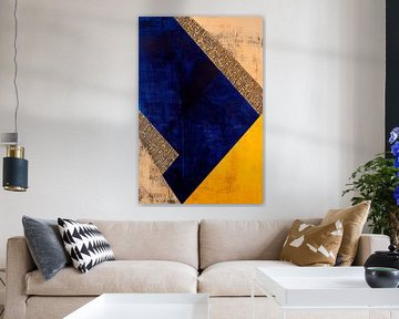 Geometric colour harmony in blue and yellow by Poster Art Shop