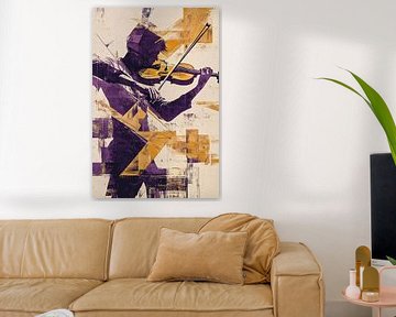 Abstracte muzikant met viool van Imperial Art House
