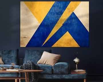 Formes géométriques en bleu et jaune sur Poster Art Shop