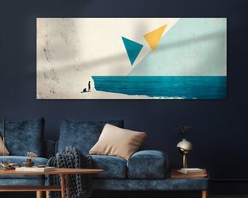 Geometric shapes over a calm coastline by Poster Art Shop