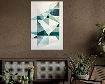Geometric shapes in soft shades of green by Poster Art Shop