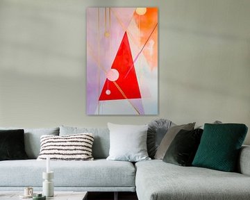 Geometric harmony in red and gold by Poster Art Shop
