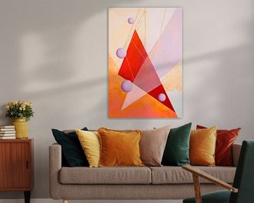 Geometrische harmonie in roodtinten van Poster Art Shop