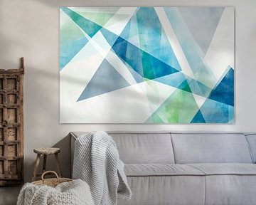 Geometric harmony in soft shades of blue and green by Poster Art Shop