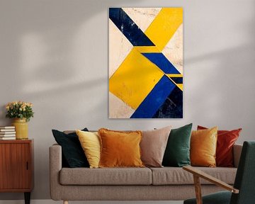 Geometric harmony in blue and yellow by Poster Art Shop