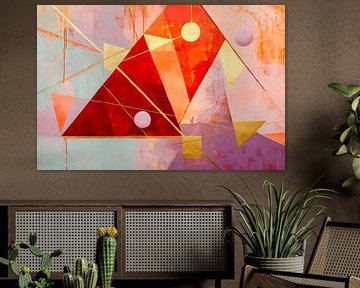 Harmonies géométriques en rouge et or sur Poster Art Shop