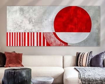 Geometric composition in red and grey by Poster Art Shop