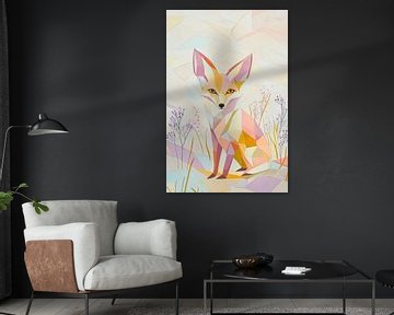 Geometric fox in soft colours by Poster Art Shop