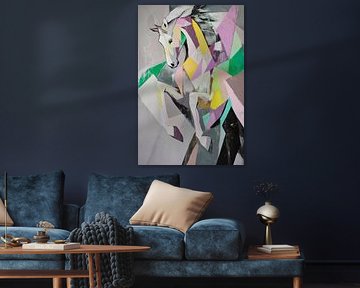 Geometric unicorn in soft colours by Poster Art Shop