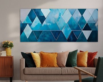 Geometric blue - Triangular harmony by Poster Art Shop