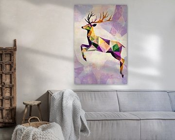 Chevreuil géométrique à facettes multicolores sur Poster Art Shop