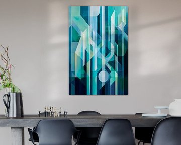 Geometric play of colours in blue-green by Poster Art Shop
