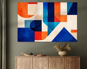 Geometric play of colours in blue and red by Poster Art Shop