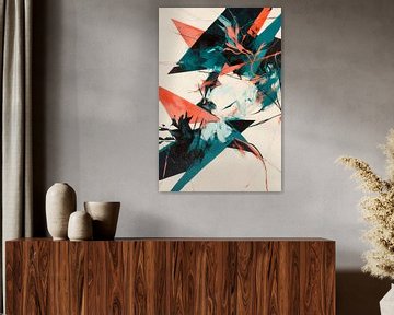 Geometric play of colours with plant motifs by Poster Art Shop