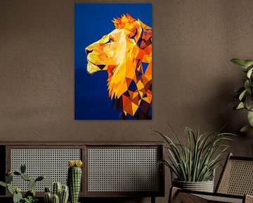 Geometrisch leeuwenportret in kleuren van Poster Art Shop