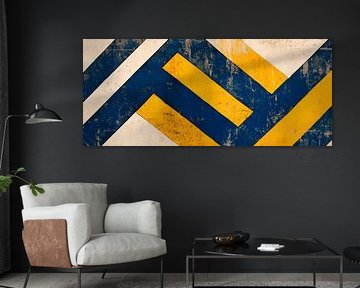 Geometric pattern in blue and yellow by Poster Art Shop