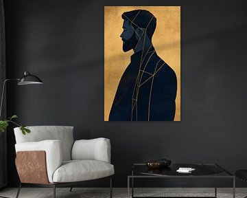 Portrait géométrique en or et noir sur Poster Art Shop