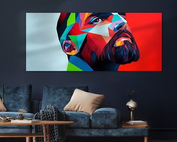 Geometrisch portret in verschillende kleuren van Poster Art Shop